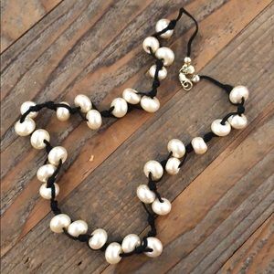 j crew giant pearl w/ cord necklace
